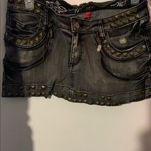 Vintage embellished denim skirt